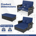 Tangkula Patio Rattan Daybed with 4 Level Adjustable Backrest