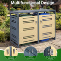 44 Cu.Ft Outdoor Metal Trash Can Storage Shed for 2 Bins, Double Garbage Can Enclosure with Gas Strut, Shock Absorber & Lockable Doors