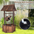 Rustic Outdoor Wishing Well Water Fountain with Electric Pump & Bucket, Old-Fashioned Wood Waterfall Fountain for Garden, Backyard & Patio Decor