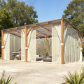 AECOJOY 20x10 Outdoor Wooden Pergola Gazebo with Curtains and Netting for Patio