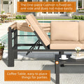 AECOJOY Patio Furniture Set with Retractable Canopy&2 Adjustable Backrests, Outdoor Conversation Set, Beige