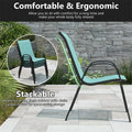 Set of 4 Outdoor Stackable Dining Chairs with Breathable Fabric, All Weather Patio Dining Chairs, 330LBS Heavy Duty Rustproof Steel Frame