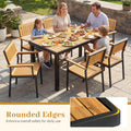 Tangkula 58" Rectangular Patio Dining Table for 6 Acacia Wood Outdoor Table