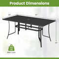 Tangkula 66" x 33" Metal Patio Dining Table for 6
