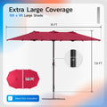 AECOJOY 15x9ft Double-Sided Patio Umbrella, Red