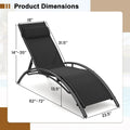 Tangkula Patio Chaise Lounges with 5-Position Backrest-Black
