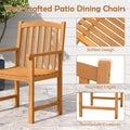 Tangkula Patio Rectangular Table with Umbrella Hole and 8 Solid Acacia Armchairs