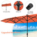 Tangkula 9 Pieces Rattan Outdoor Dining Set with 13Ft Solar Patio Umbrella