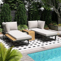AECOJOY 4 Piece Metal Patio Furniture Set with Waterproof Cover, Convertible Outdoor Daybed with Coffee Table