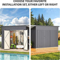 AECOJOY 6'x14' Outdoor Open-Sided Storage Shed with Attached Hardtop Metal Pergola