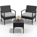 Tappio Outdoor Furniture 3 Piece Patio Bistro Furniture Set, Rattan Conversation Chairs Set with Side Table and Cushions, Patio Furniture Sets for Balcony Garden Porch, Red