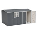 AECOJOY 12x8 Ft Outdoor Storage Shed, XL Heavy-Duty Steel Building with Window