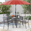 AECOJOY 39.4" Outdoor Patio Dining Table for 4, Metal Patio Table with 1.6" Umbrella Hole