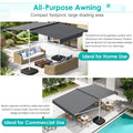AECOJOY Free Standing Retractable Awning, 13'x10' Dual Side Patio Awnings Outdoor Manual Sun Shade Shelter, Dark Grey