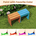 Tangkula Small Wood Outdoor Bench | Patio Backless Bench with Solid Wooden Frame