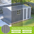 AECOJOY 12x8 Ft Outdoor Storage Shed, XL Heavy-Duty Steel Building with Window