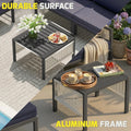 AECOJOY Aluminum Patio Furniture Set - 4 Seat Outdoor Sectional with Retractable Footrest Sofas & Coffee Table