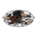 Industrial Cage Ceiling Fan - Low - Profile 7 - Blade Fan with Remote & Light - Modern Rustic Cooling for Small Spaces
