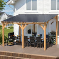 AECOJOY 12' x 10' Outdoor Wooden Gazebo, Patio Lean to Hardtop Pergolas and Gazebos