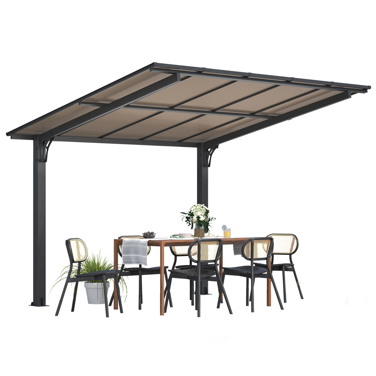 AECOJOY 10' x 8' Gazebo Outdoor Pergola for Patio, 8x10 Freestanding Lean to Hard Top Grill Gazebo