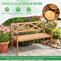 Tangkula Acacia Wood Outdoor Loveseat Bench 2-Person Patio Garden Bench