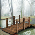 5ft Rustic Wooden Garden Bridge with Railings - Sturdy Fir Footbridge, Weather - Resistant Outdoor Walkway for Weddings, Home Decor, and Gardens, Supports up to 500 lb, Natural Brown Finish