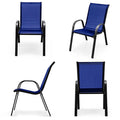 Set of 4 Outdoor Stackable Dining Chairs with Breathable Fabric, All Weather Patio Dining Chairs, 330LBS Heavy Duty Rustproof Steel Frame