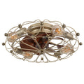 Industrial Cage Ceiling Fan - Low - Profile 7 - Blade Fan with Remote & Light - Modern Rustic Cooling for Small Spaces