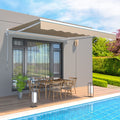 AECOJOY 10'×8' Manual Retractable Awning Sun Shade, Patio Awning Canopy