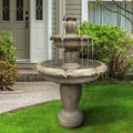 Indoor/Outdoor 3 - Tiers Concrete Floor Water Fountain with Electric Pump for Patio Lawn Home Decor