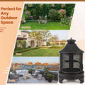 30" 2-in-1 Metal Chiminea Fire Pit with Adjustable Grill & Chimney, Outdoor Wood Burning Chiminea Fireplace with Spark Screen for Patio Backyard BBQ