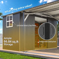 AECOJOY 12x22 Metal Carport with Storage Sheds, Outdoor 12' x 17' Portable Garage Gazebo RV Car Tent with 12' x 6' Storage Sheds