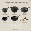 Carote 13-Pcs Nonstick Cookware Sets, Pots and Pans with Stay - Cool Handles, Induction Compatible Kitchen Set, (Black)