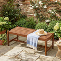 Tangkula Outdoor Wood Bench Backless Set of 1/2 Solid Hardwood Patio Dining Bench(1/2)