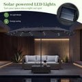 Tangkula 13 Ft Solar Patio Umbrella 36 LED Lights Crank Handle 12 Sturdy Ribs