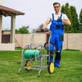 Garden Hose Reel Cart Holds 230FT of 5/8" Hose, Heavy - Duty Hose Cart with 2 Wheels & Storage Basket, Portable Water Hose Organizer for Yard