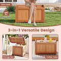 Tangkula 3-in-1 52 Gallon Wood Outdoor Storage Box