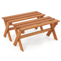 Tangkula Outdoor Wood Bench Backless Patio Dining Bench(1/2)
