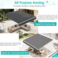 AECOJOY Free Standing Retractable Awning, 10'x8' Patio Awnings Outdoor Manual Sun Shade Shelter, Dark Grey