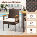 Tangkula Acacia Wood Wicker Patio Dining Chairs Set of 2/4