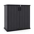 23.5 Cu.ft Outdoor Storage Shed, 175 Gallon All-Weather Resin Patio Deck Box with Floor & Lockable Door, Waterproof Horizontal Garden Tool Shed