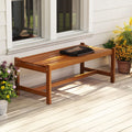 Tangkula Outdoor Wood Bench Backless Set of 1/2 Solid Hardwood Patio Dining Bench(1/2)