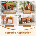Tangkula Small Wood Outdoor Bench | Patio Backless Bench with Solid Wooden Frame