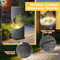 Magic Union Outdoor S - Shaped Water Fountain, Spiral Waterfall Indoor Fountain Outside Garden Decor with LED Lights & Pump, Curved Patio Resin Fountains for Yard, Deck, Porch and Home Decorations