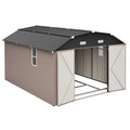 AECOJOY 10x12 FT Large Metal Outdoor Storage Shed with Floor Frame, Heavy-Duty Storage Building with Diamond Roof