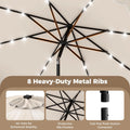 Tangkula 10 FT Outdoor Patio Umbrella with Solar LED Lights and Weighted Base-Beige