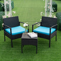 Tappio Outdoor Furniture 3 Piece Patio Bistro Furniture Set, Rattan Conversation Chairs Set with Side Table and Cushions, Patio Furniture Sets for Balcony Garden Porch, Red