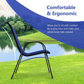 Set of 4 Outdoor Stackable Dining Chairs with Breathable Fabric, All Weather Patio Dining Chairs, 330LBS Heavy Duty Rustproof Steel Frame