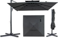 Tangkula 10 FT Patio Cantilever Umbrella | Large Square Offset Hanging Umbrella w/ 360° Rotation