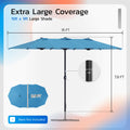 AECOJOY 15x9ft Double-Sided Patio Umbrella, Blue